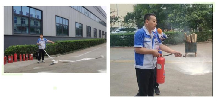 隨后，集團(tuán)消防安全員為廣大職工講解滅火器和消防水槍的使用方法，并現(xiàn)場(chǎng)演示。廣大員工積極參與到教學(xué)演練當(dāng)中，進(jìn)一步鞏固消防培訓(xùn)知識(shí)。